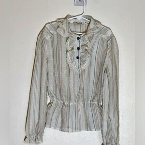 Sears Vintage Kids Striped Blouse with Ruffle Detail